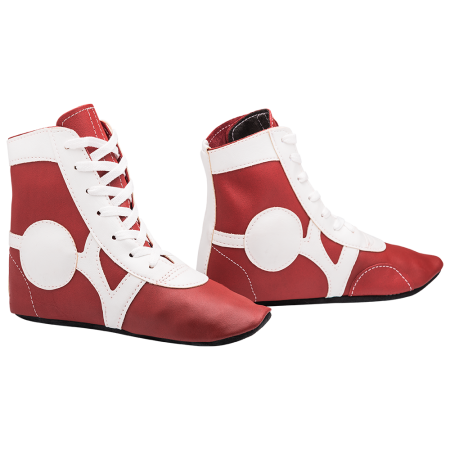 Купить Обувь для самбо SM-0102, кожа, красный Rusco в Высоковске 