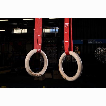 Купить Кольца гимнастические 32 мм красные стропы в Высоковске 